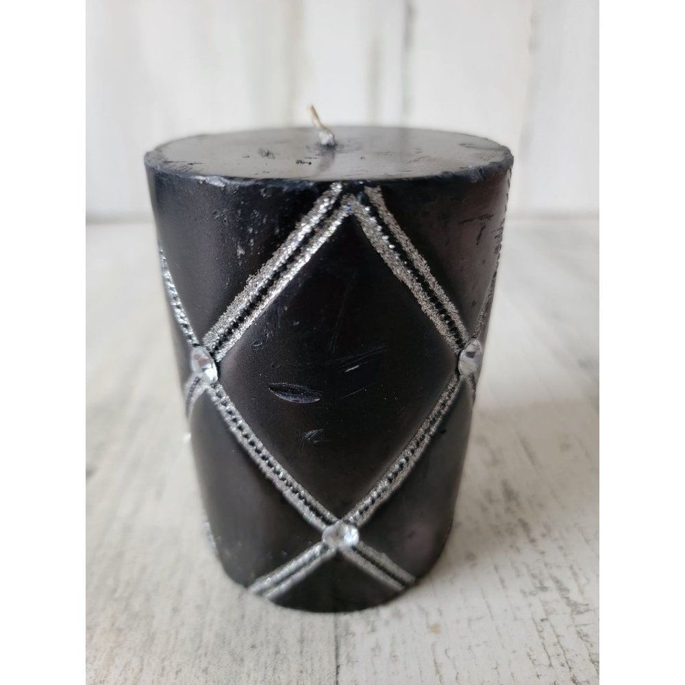 Black sequin embroidered candle‎ Halloween home decor